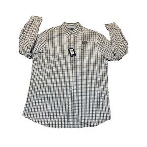 Chaps Shirt Blue Plaid Easy Care Stretch Button Down L/S NWT Men's Size XL